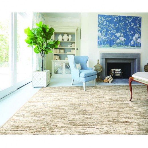 Custom Voyager Ecru, 73% Royaltron Polypropylene/27% Polysilk Area Rug