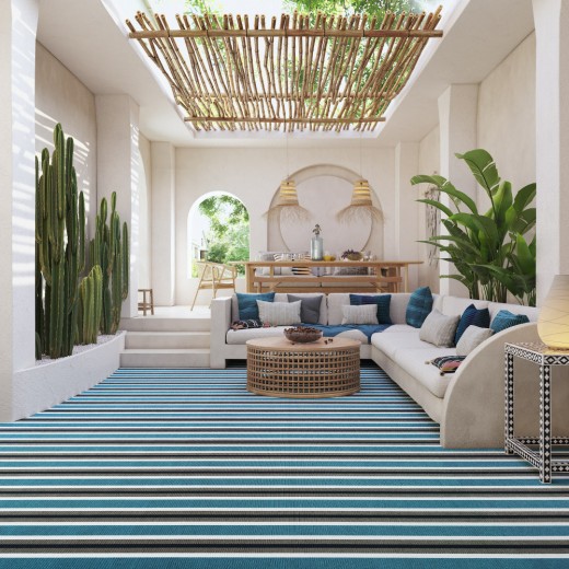 Custom Solstice Blue, 100% UV Treated Polyester Area Rug