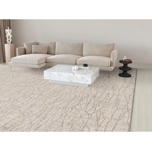 Custom Wavelength Sand, 58% Polysilk/42% Royaltron Polypropylene Area Rug